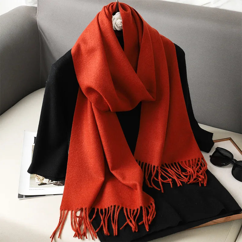 Winter Scarf Warm Thicken Cashmere Shawl Outdoor Fashion Luxury Tassels Pashmina Lady Wrap Windproof Scarves