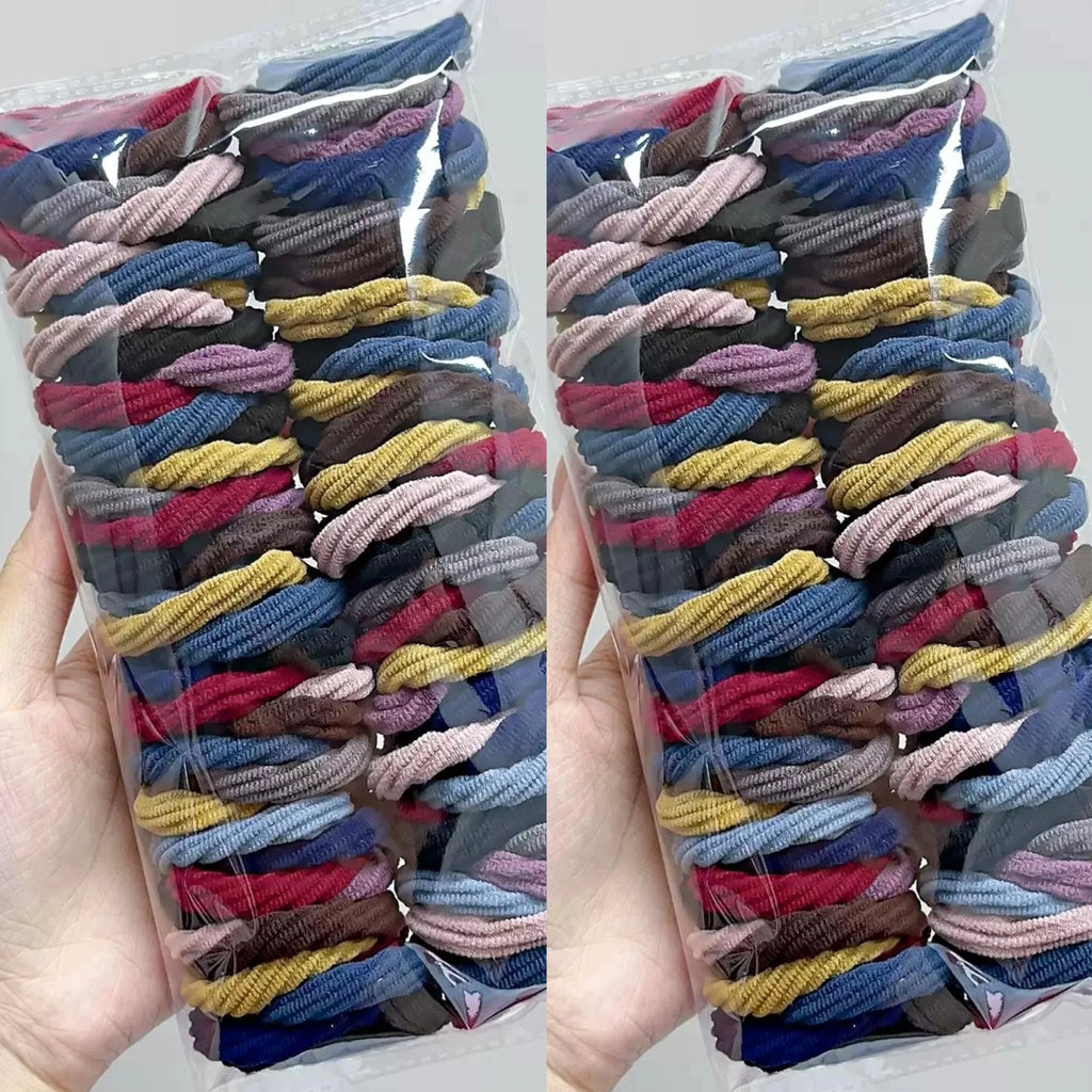 Simple mixed color hair ties for girls, hair accessories, 50pcs