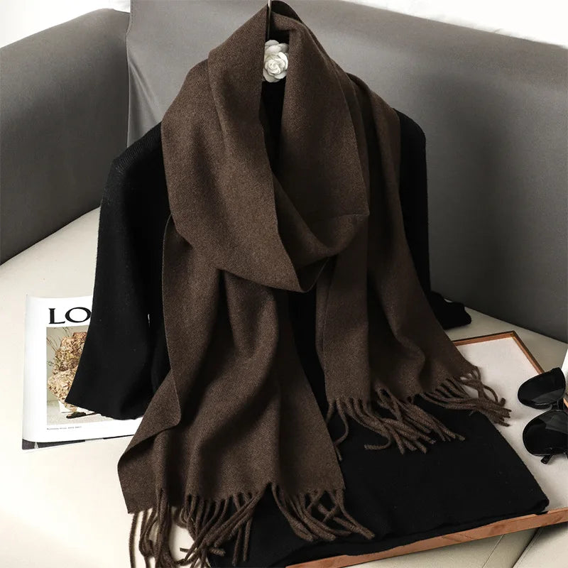 Winter Scarf Warm Thicken Cashmere Shawl Outdoor Fashion Luxury Tassels Pashmina Lady Wrap Windproof Scarves