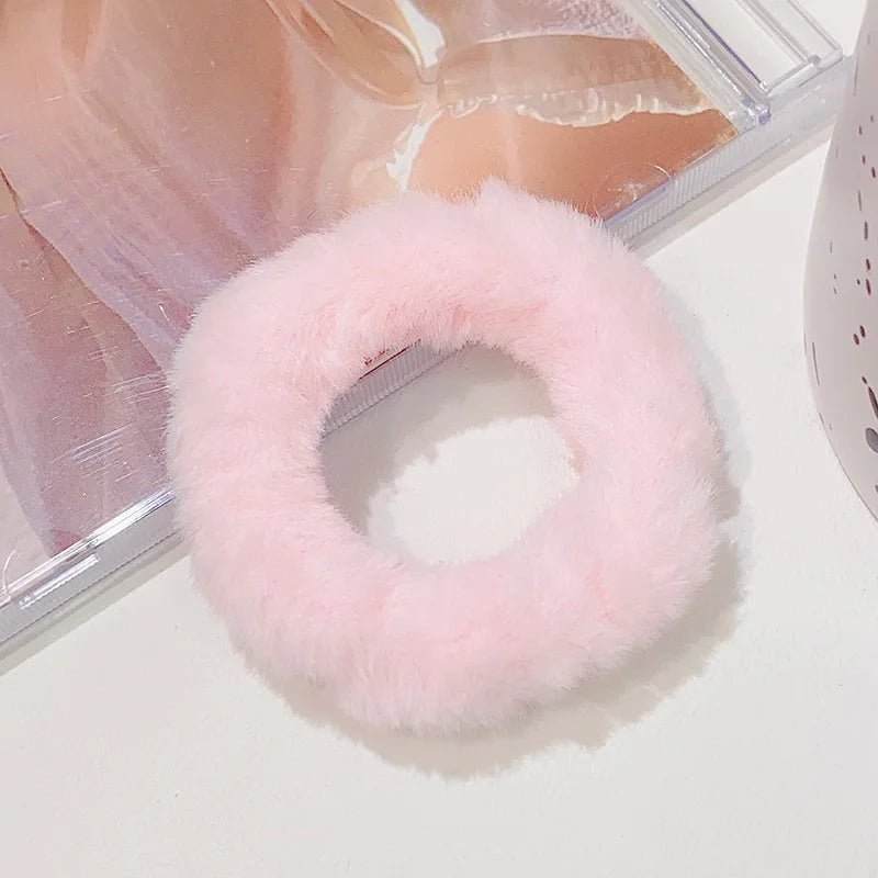 New Colorful Fluffy Hair Band For Women Girls Ponytail Holder Hair Tie Plush Scrunchie Rubber Band Fashion Hair Accessories