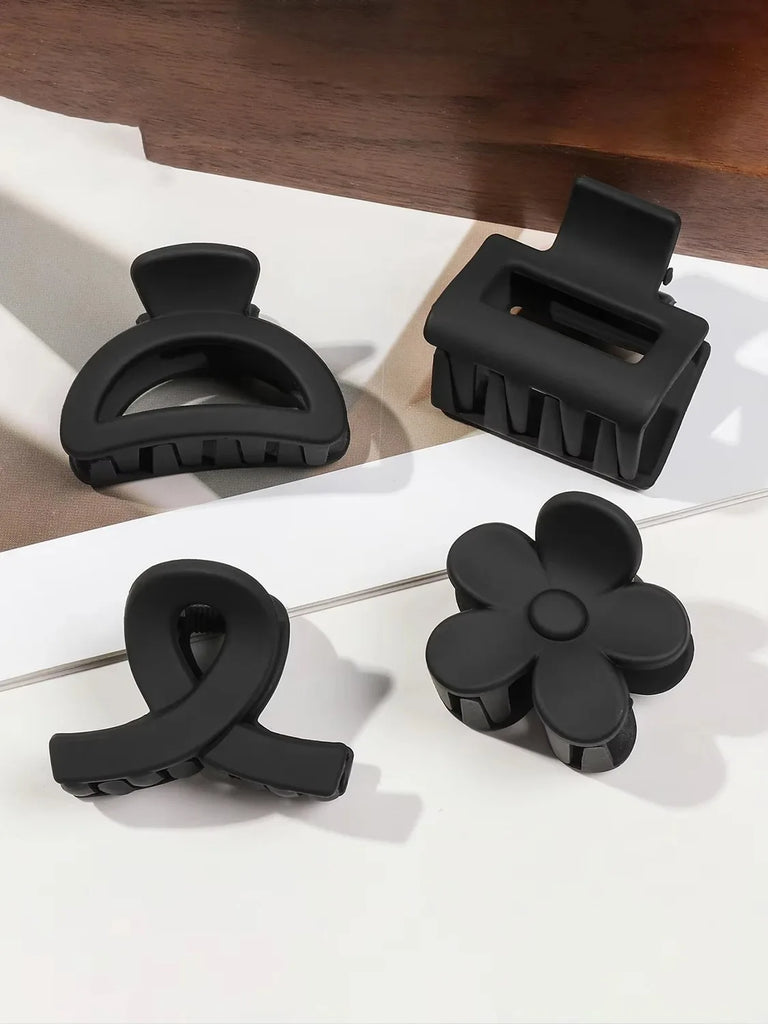 4/5Pcs Small Flower Matte Rectangle Jaw Hair Claw Clips for Women Girls Semicircle Barrettes for Thin Hair