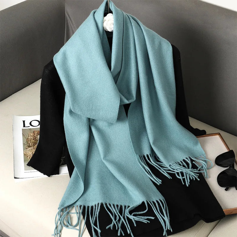 Winter Scarf Warm Thicken Cashmere Shawl Outdoor Fashion Luxury Tassels Pashmina Lady Wrap Windproof Scarves