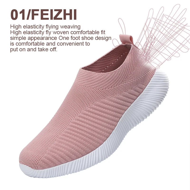 New Pink Women Shoes Soft Sneakers Lightweight And Comfortable Women Slip On Lazy Loafers Walking Shoes For Women Size 36-42
