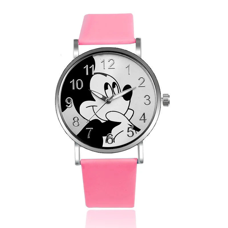 Disney Mickey Women Watches For lady Leather Strap Ladies Quartz Clock Student Watch For boy girl birthday gift