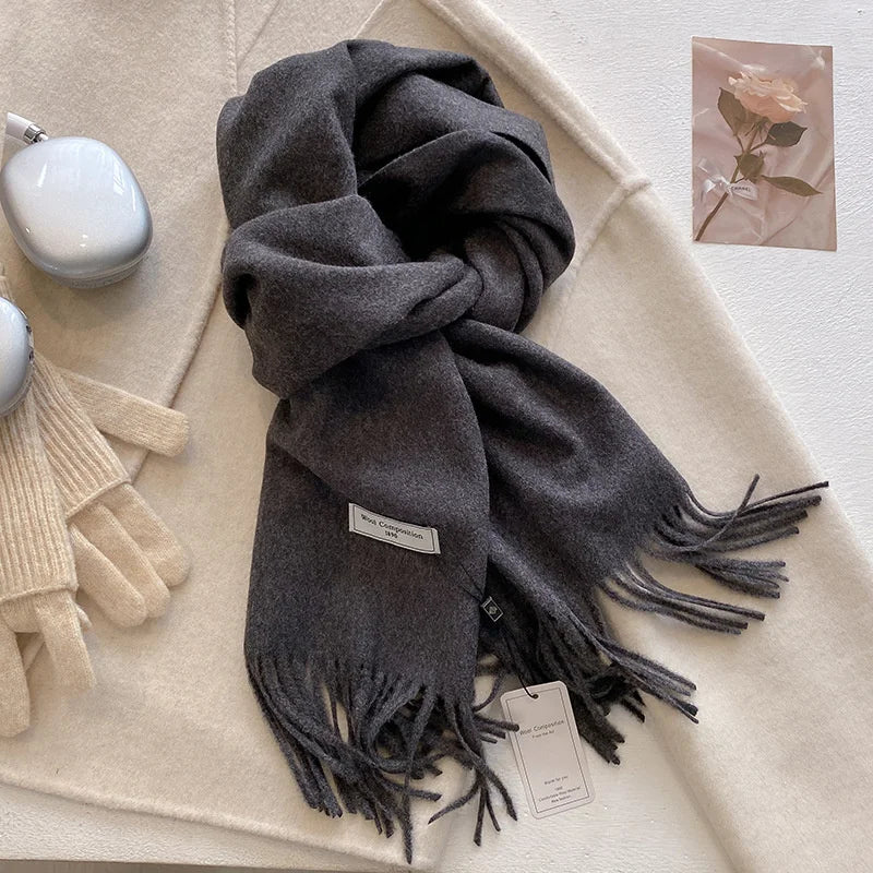 Luxury Winter Wool Scarf Women Cashmere Warm Pashmina Brand Foulard Female Shawls Wraps Thick Soft Bufanda Scarves Stole 2024