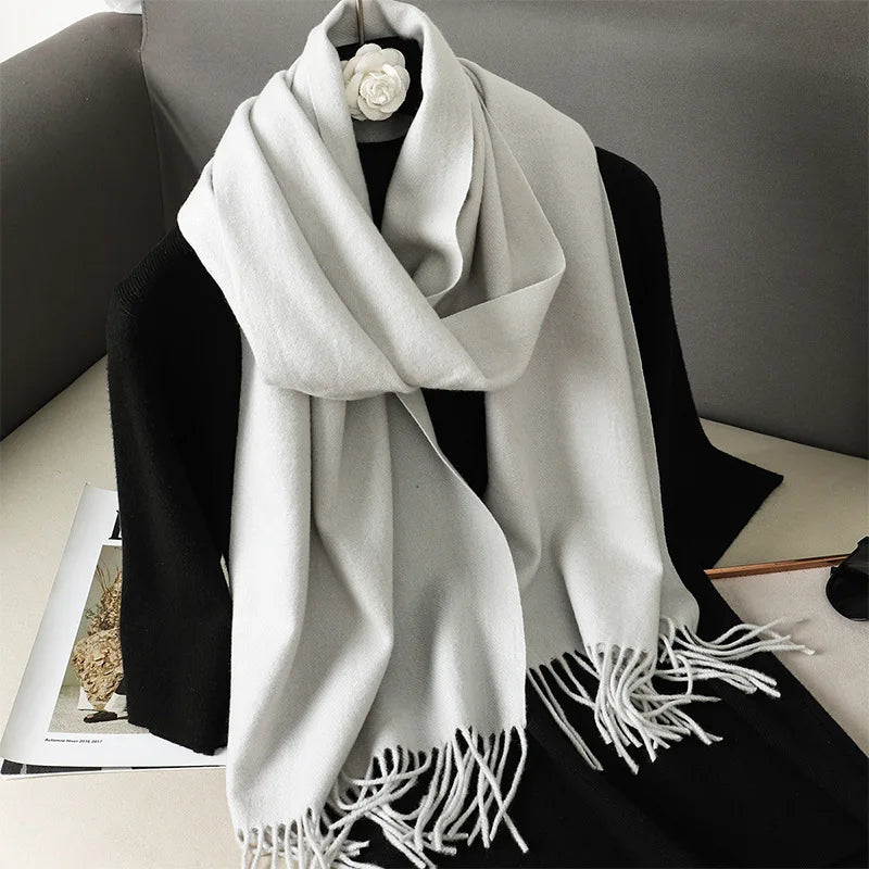 Winter Scarf Warm Thicken Cashmere Shawl Outdoor Fashion Luxury Tassels Pashmina Lady Wrap Windproof Scarves