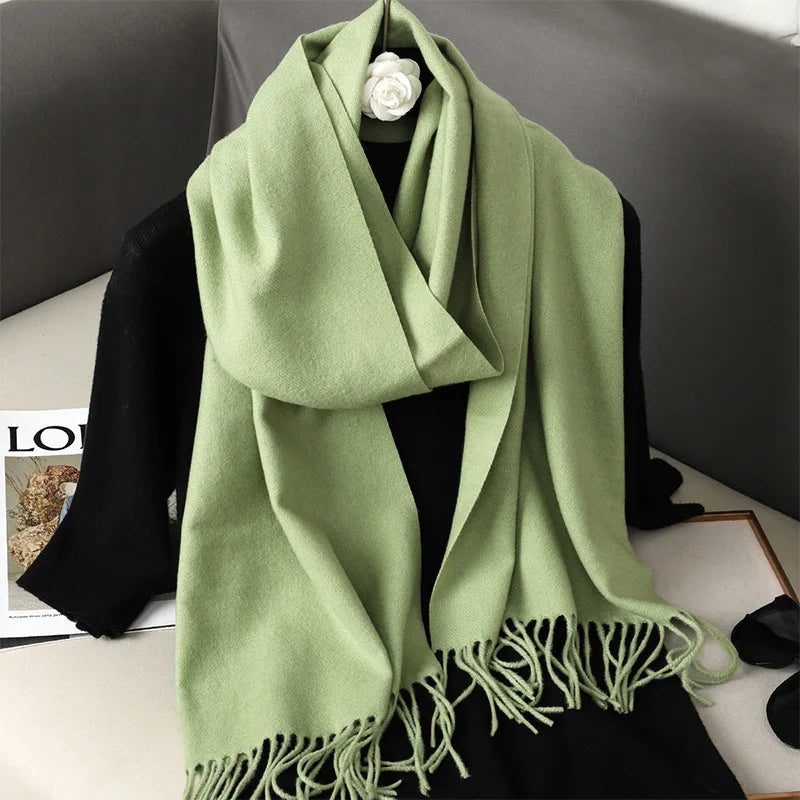 Winter Scarf Warm Thicken Cashmere Shawl Outdoor Fashion Luxury Tassels Pashmina Lady Wrap Windproof Scarves