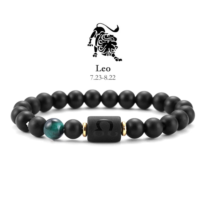 12 Zodiac Bracelets Natural Stone Cancer Virgo Leo Libra Bracelet Couples Friendship Gifts Bracelets Jewelry pulsera hombre