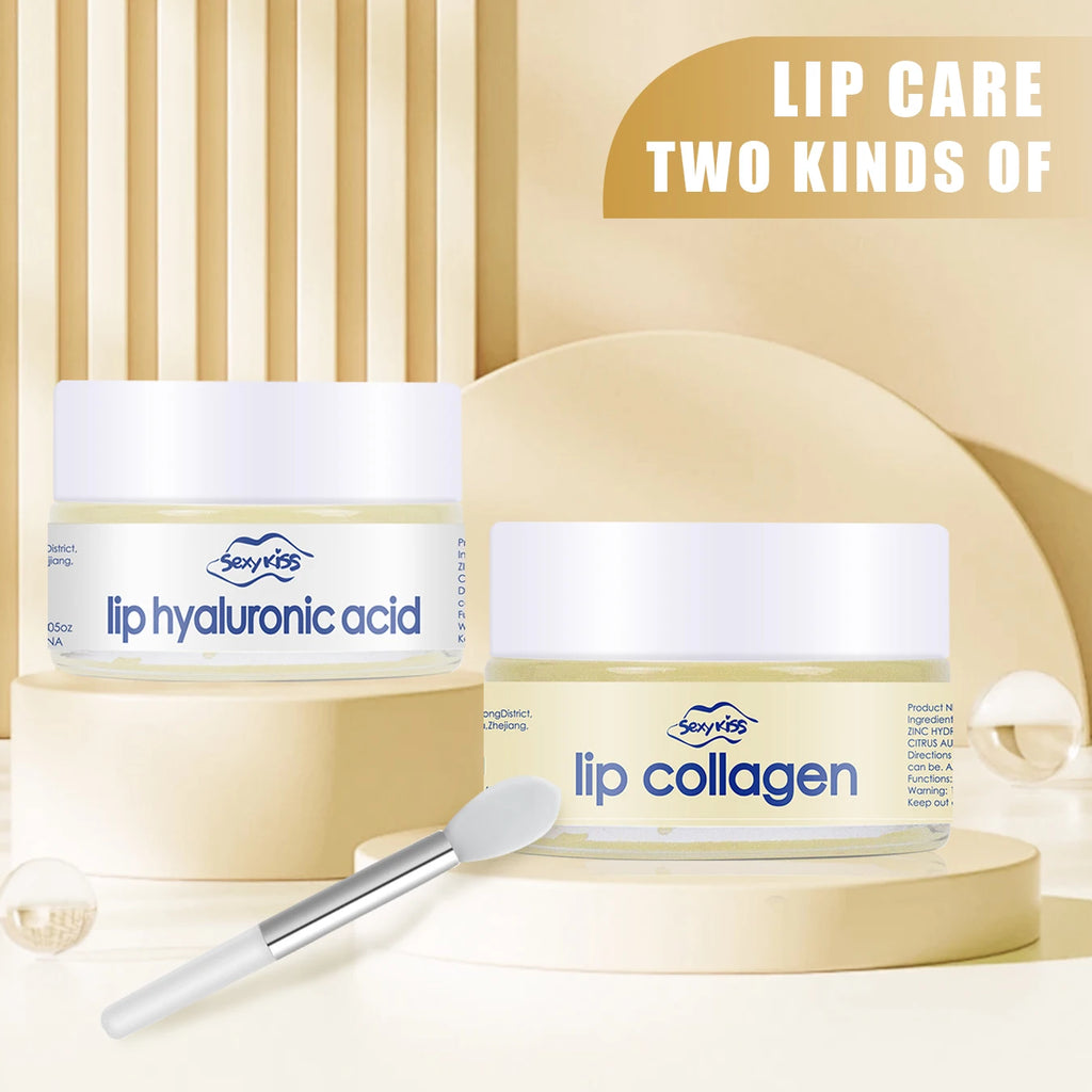Collagen lip mask with hyaluronic acid, 20g, deep hydration, long-lasting moisturizing exfoliation, day and night use, can be given as a gift.