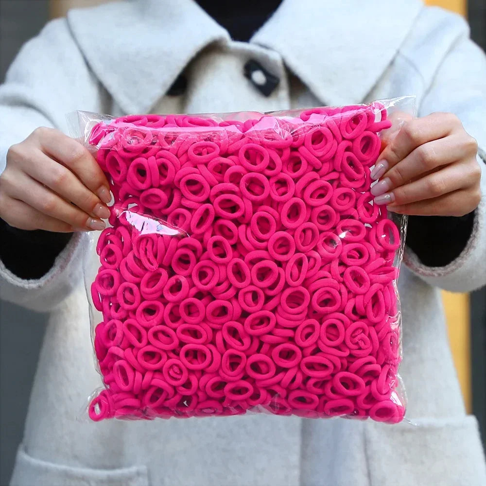 50Pcs/bag Colorful Basic Nylon Ealstic Hair Ties for Girls Ponytail Hold Scrunchie Rubber Band Kid Fashion Hair Accessories