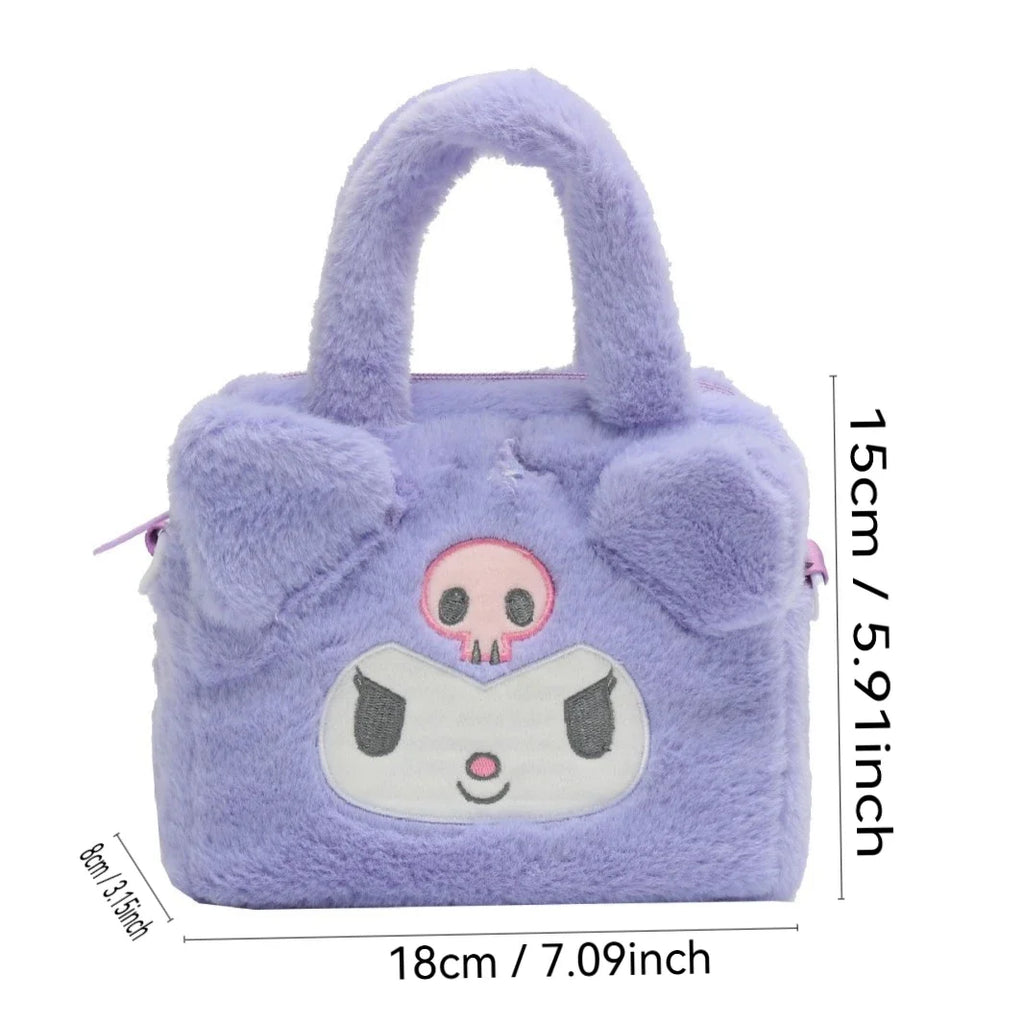Plush Bag Kawaii Kuromi Cinnamoroll Melody Cartoon Anime Handbag Crossbody Cosmetic Travel Storage Bags Women Girls Gifts