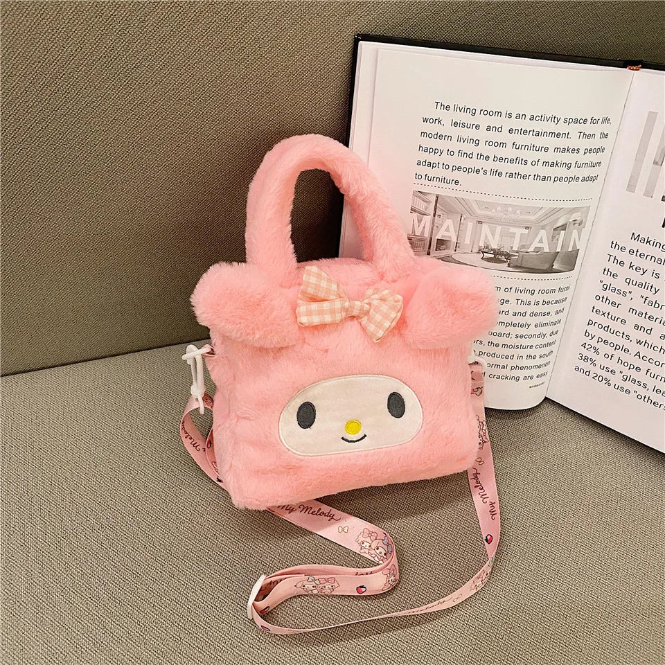 1pc Sanrio Bag Kawaii Kuromi Cinnamoroll My Melody Cartoon Anime Plush Handbag Cosmetic Bag Travel Storage Bag Women Girl Gifts