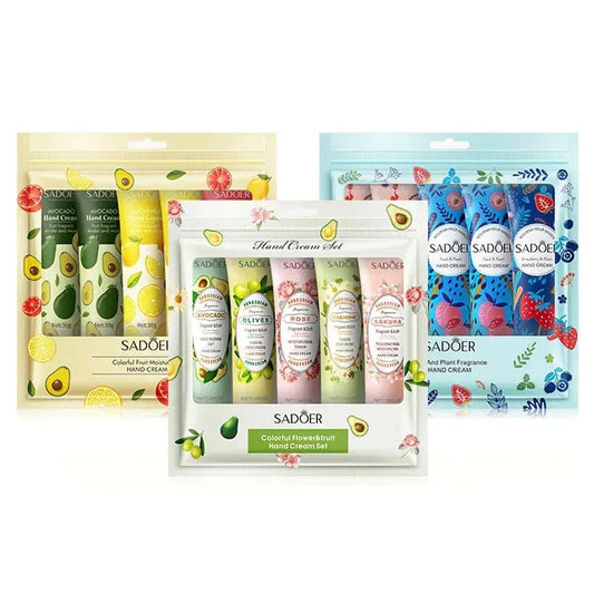 5Pcs/set Fruit Plant Fragrance Hand Cream Sets Moisturizing Repair Anti Dry Hand Lotion Sets Hands Skin Care Products