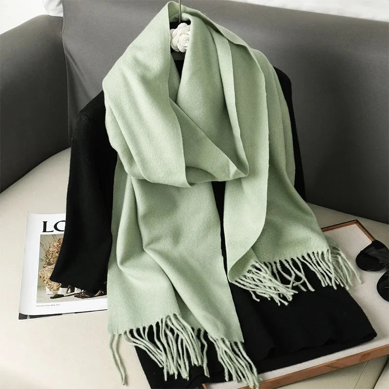 Winter Scarf Warm Thicken Cashmere Shawl Outdoor Fashion Luxury Tassels Pashmina Lady Wrap Windproof Scarves
