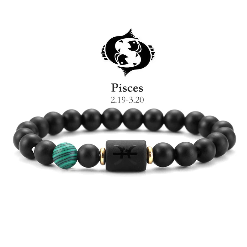 12 Zodiac Bracelets Natural Stone Cancer Virgo Leo Libra Bracelet Couples Friendship Gifts Bracelets Jewelry pulsera hombre