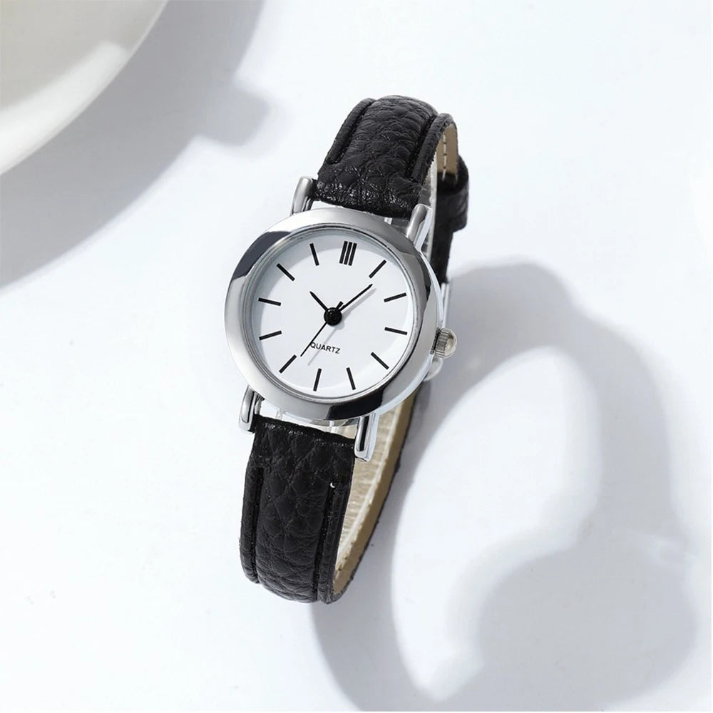 Women's Watch Fashion Small Arabic Quartz Watches Leather Band Wristwatches