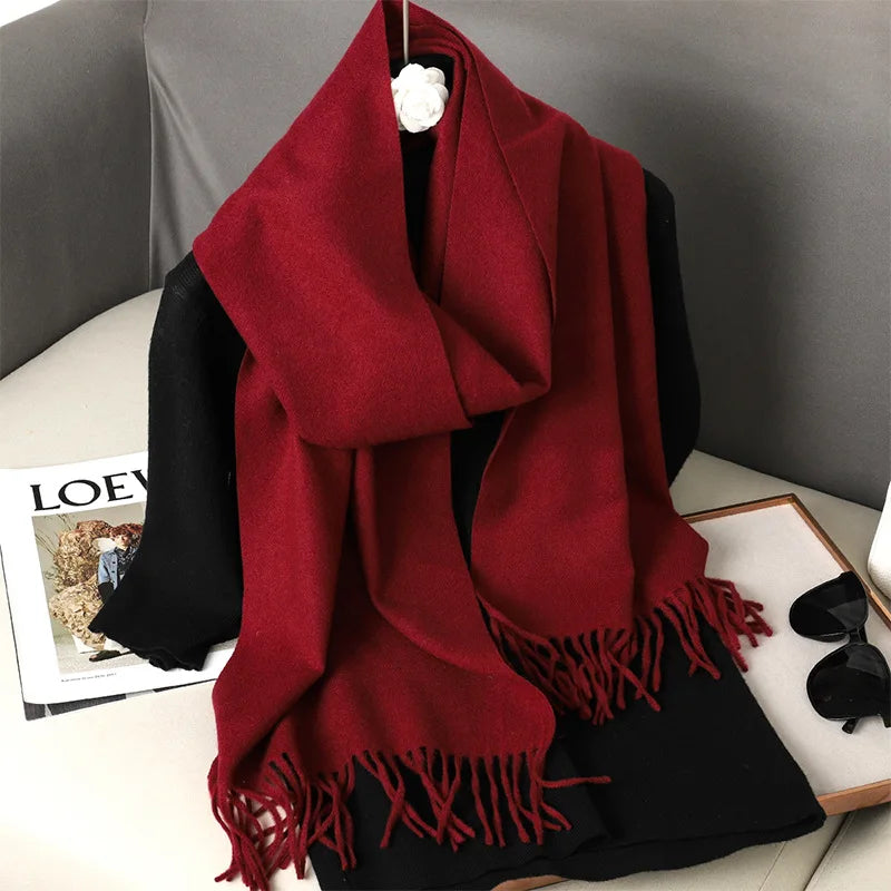 Winter Scarf Warm Thicken Cashmere Shawl Outdoor Fashion Luxury Tassels Pashmina Lady Wrap Windproof Scarves