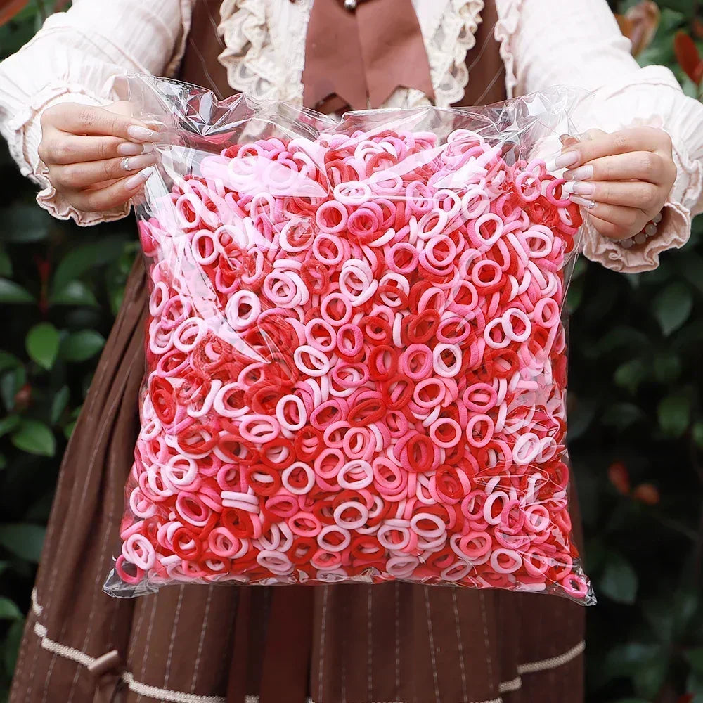 50Pcs/bag Colorful Basic Nylon Ealstic Hair Ties for Girls Ponytail Hold Scrunchie Rubber Band Kid Fashion Hair Accessories