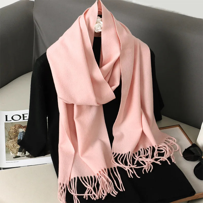 Winter Scarf Warm Thicken Cashmere Shawl Outdoor Fashion Luxury Tassels Pashmina Lady Wrap Windproof Scarves