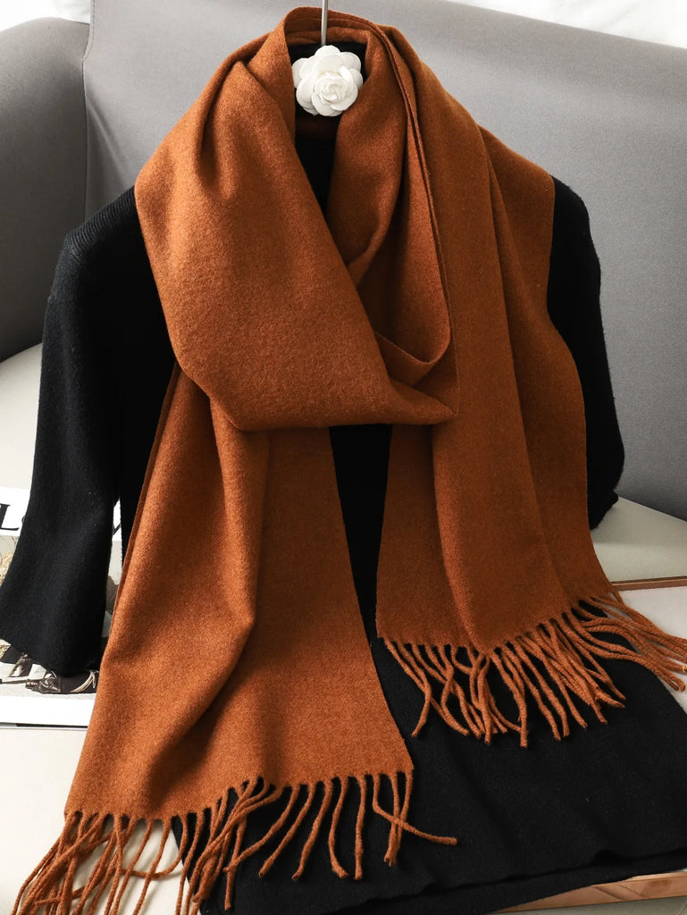 Winter Scarf Warm Thicken Cashmere Shawl Outdoor Fashion Luxury Tassels Pashmina Lady Wrap Windproof Scarves