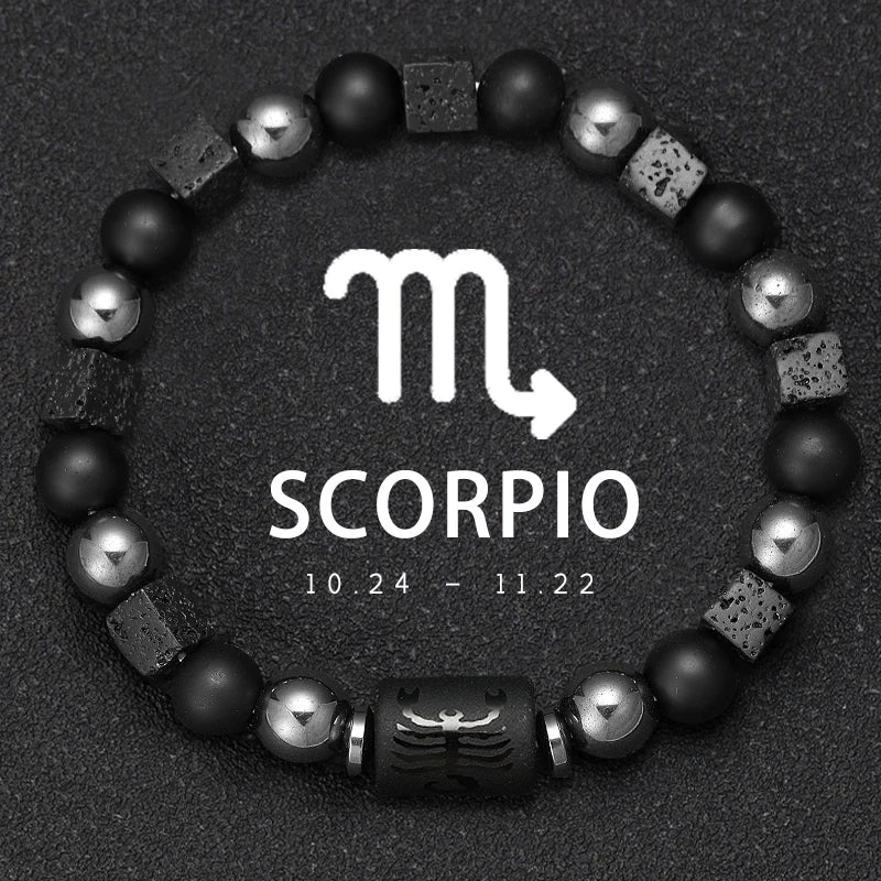 12 Zodiac Bracelets Natural Stone Cancer Virgo Leo Libra Bracelet Couples Friendship Gifts Bracelets Jewelry pulsera hombre