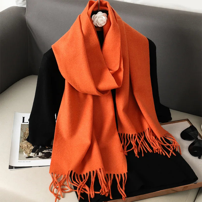 Winter Scarf Warm Thicken Cashmere Shawl Outdoor Fashion Luxury Tassels Pashmina Lady Wrap Windproof Scarves
