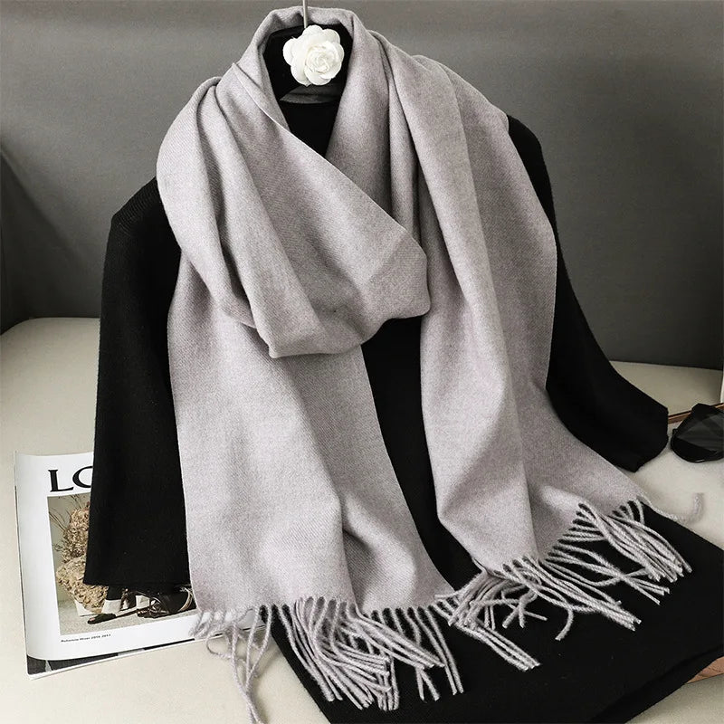 Winter Scarf Warm Thicken Cashmere Shawl Outdoor Fashion Luxury Tassels Pashmina Lady Wrap Windproof Scarves