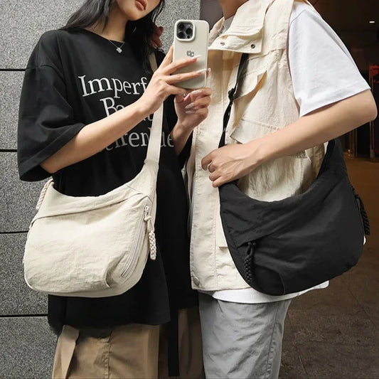 Trendy Women's Soft Cloth Shoulder Bag Solid Color Student Casual Style Big Handbags Crossbody Bags for Women Shoulder Hobos Bag