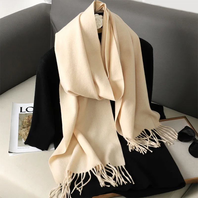 Winter Scarf Warm Thicken Cashmere Shawl Outdoor Fashion Luxury Tassels Pashmina Lady Wrap Windproof Scarves