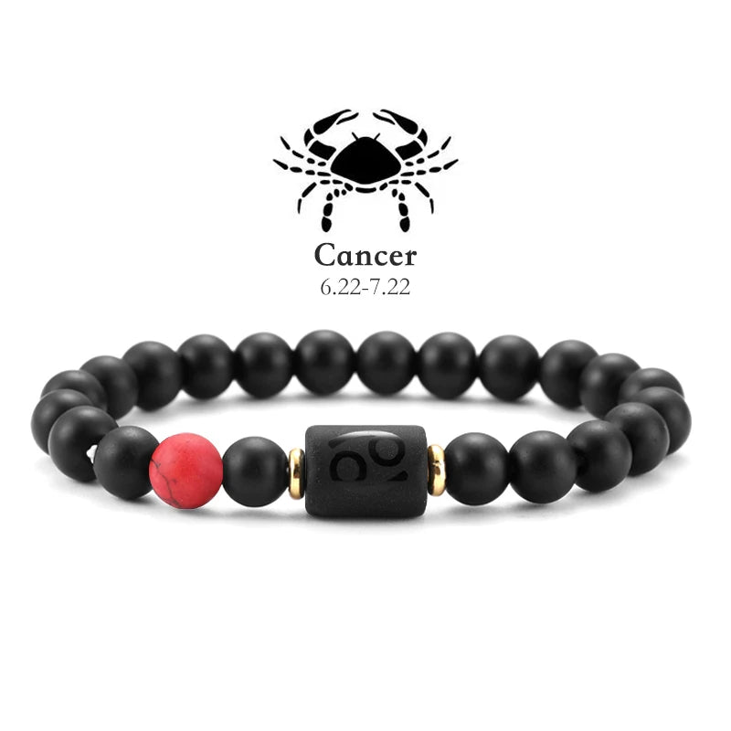 12 Zodiac Bracelets Natural Stone Cancer Virgo Leo Libra Bracelet Couples Friendship Gifts Bracelets Jewelry pulsera hombre