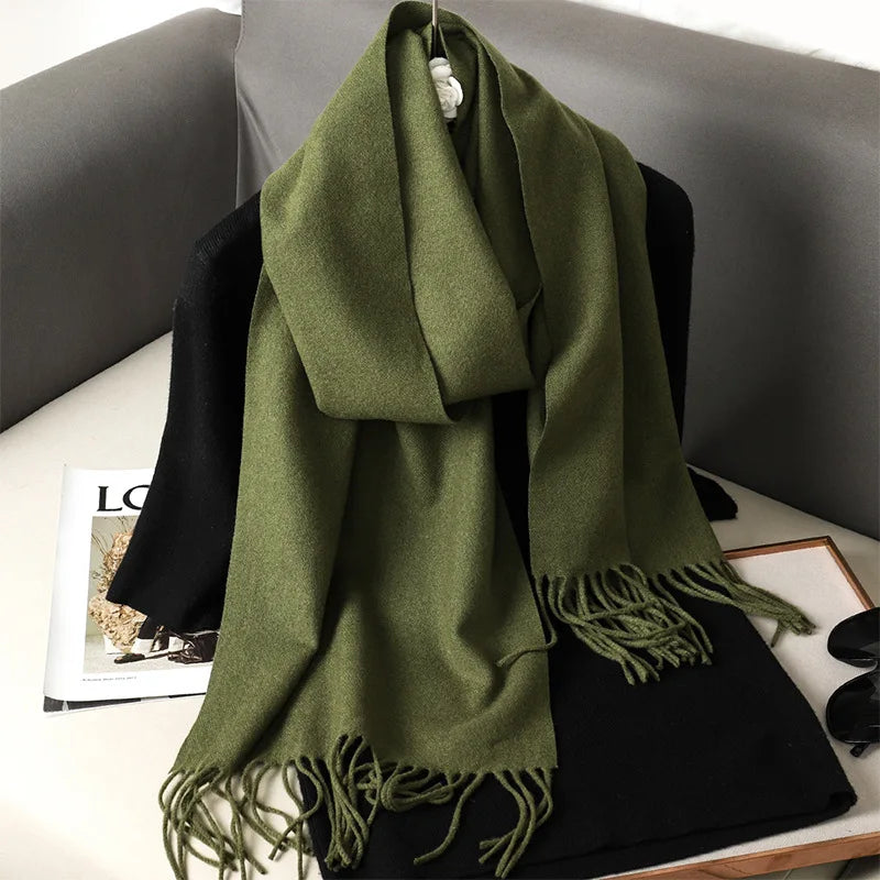 Winter Scarf Warm Thicken Cashmere Shawl Outdoor Fashion Luxury Tassels Pashmina Lady Wrap Windproof Scarves