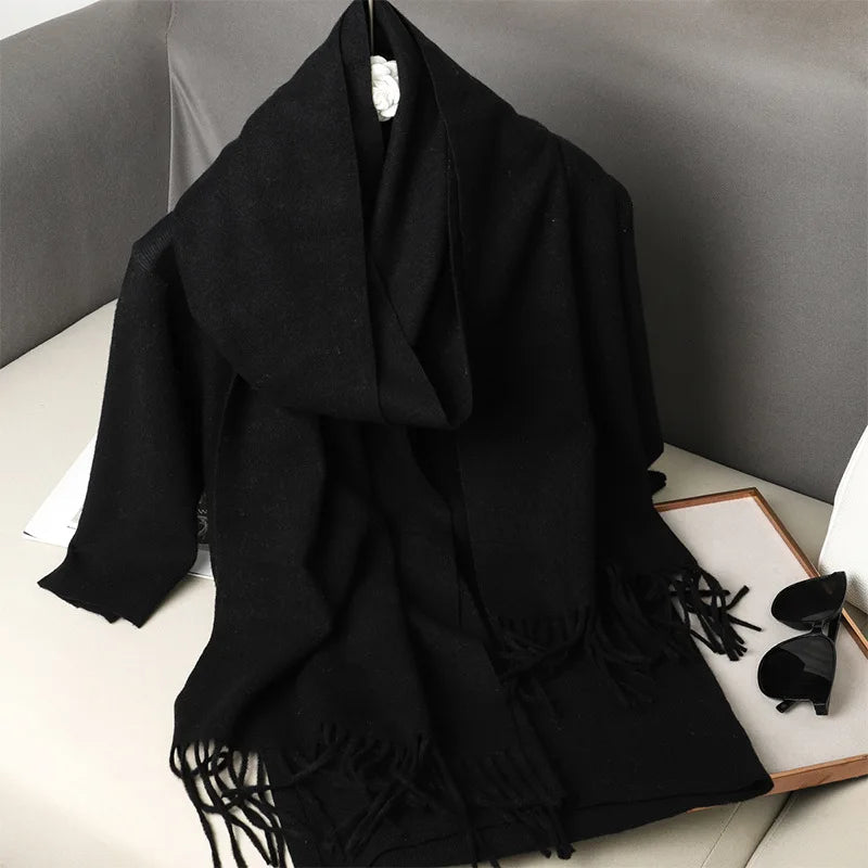 Winter Scarf Warm Thicken Cashmere Shawl Outdoor Fashion Luxury Tassels Pashmina Lady Wrap Windproof Scarves
