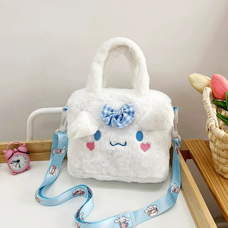Plush Bag Kawaii Kuromi Cinnamoroll Melody Cartoon Anime Handbag Crossbody Cosmetic Travel Storage Bags Women Girls Gifts
