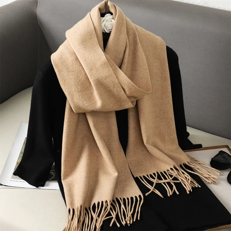 Winter Scarf Warm Thicken Cashmere Shawl Outdoor Fashion Luxury Tassels Pashmina Lady Wrap Windproof Scarves