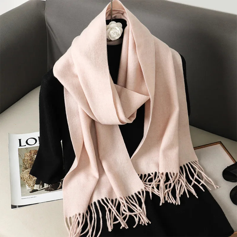 Winter Scarf Warm Thicken Cashmere Shawl Outdoor Fashion Luxury Tassels Pashmina Lady Wrap Windproof Scarves