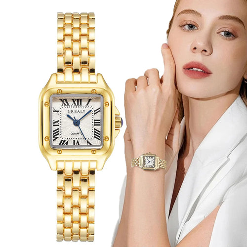 Women Watch 2026 Light Luxury Brand Business Gold Stainless Steel Ladies Fashion Quartz Watches Female Clock Bracelet Wristwatch