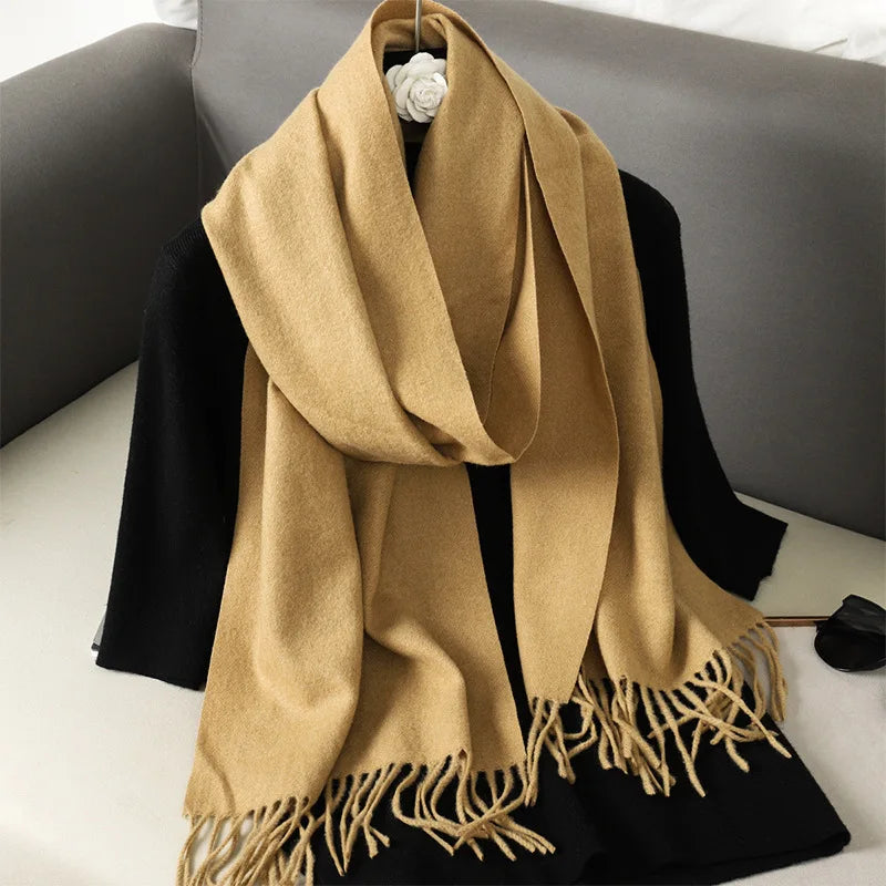 Winter Scarf Warm Thicken Cashmere Shawl Outdoor Fashion Luxury Tassels Pashmina Lady Wrap Windproof Scarves