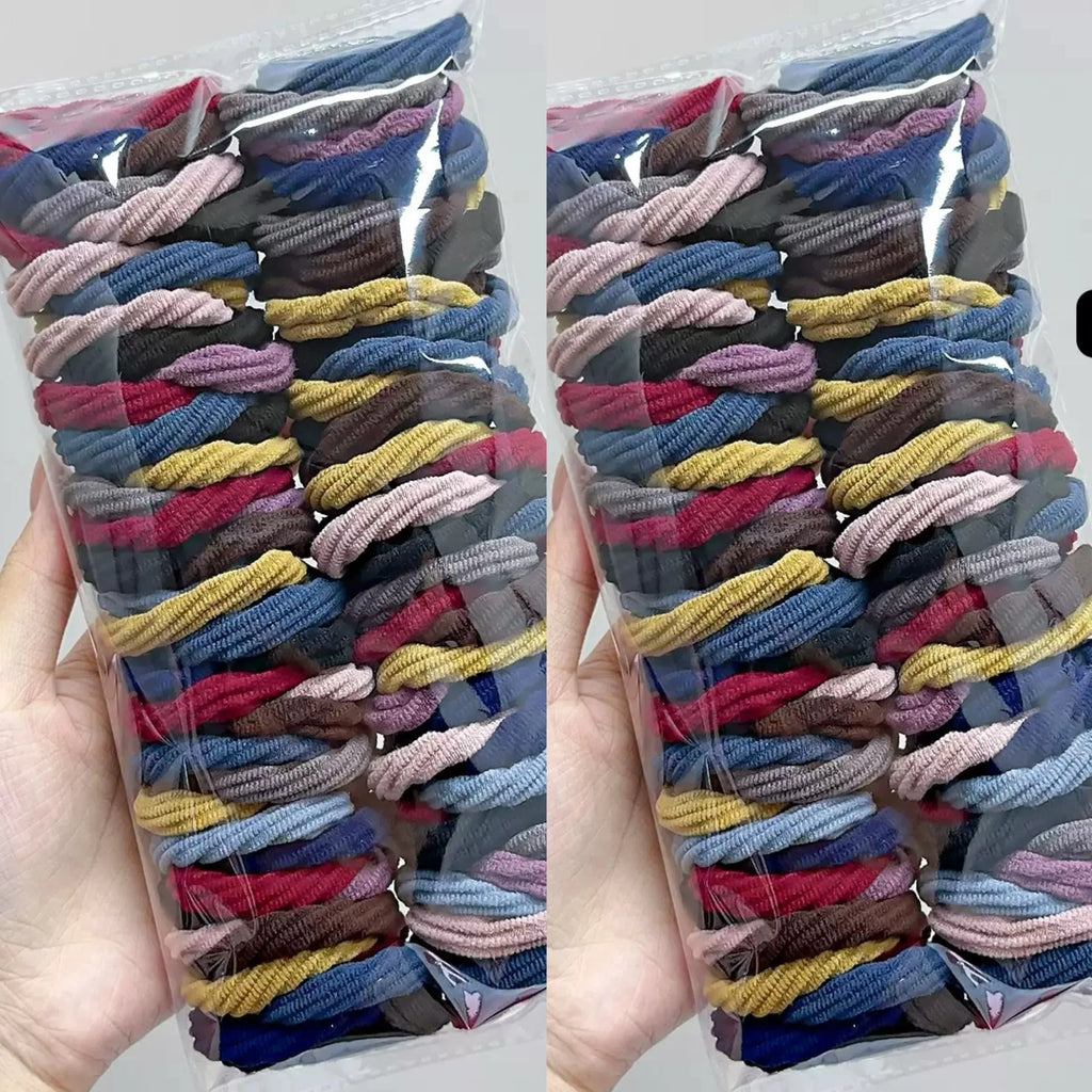 Simple mixed color hair ties for girls, hair accessories, 50pcs