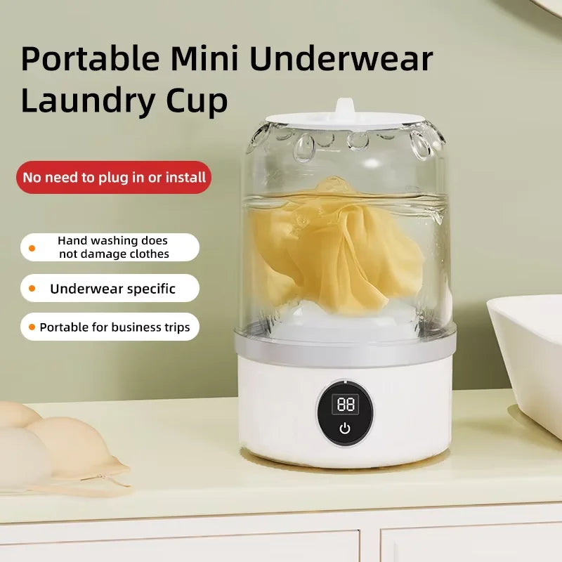 CleanAnywhere™ Mini Laundry Washer – 1L Portable Underwear & Socks Washer