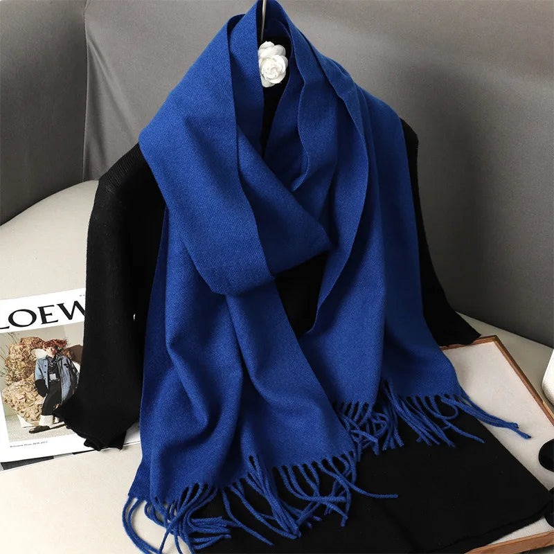 Winter Scarf Warm Thicken Cashmere Shawl Outdoor Fashion Luxury Tassels Pashmina Lady Wrap Windproof Scarves