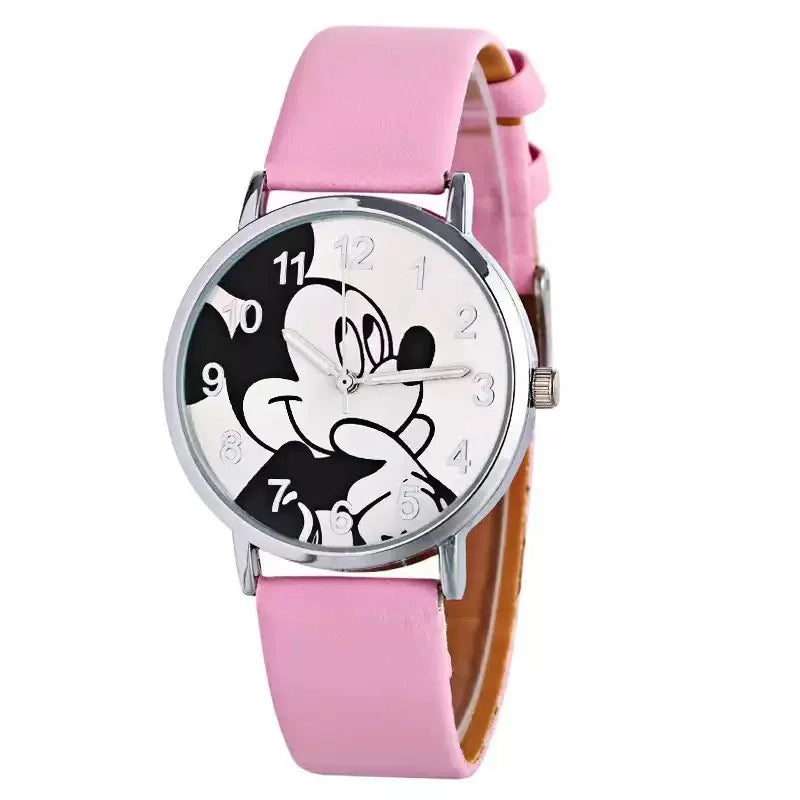 Disney Mickey Women Watches For lady Leather Strap Ladies Quartz Clock Student Watch For boy girl birthday gift