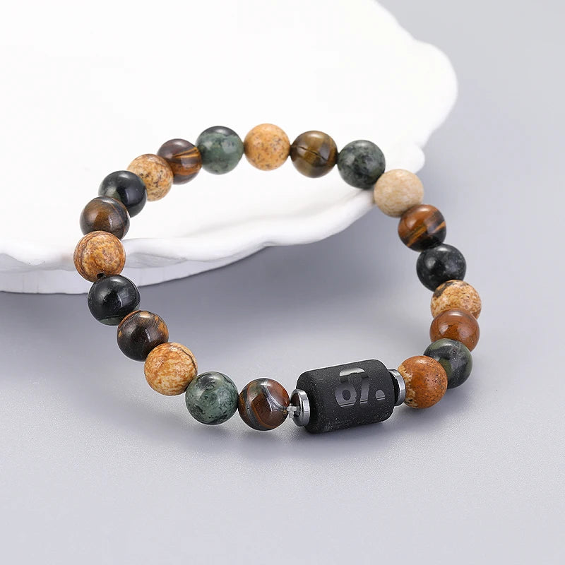 12 Zodiac Bracelets Natural Stone Cancer Virgo Leo Libra Bracelet Couples Friendship Gifts Bracelets Jewelry pulsera hombre