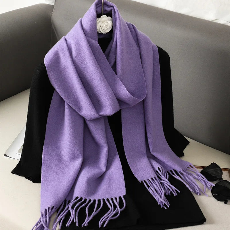 Winter Scarf Warm Thicken Cashmere Shawl Outdoor Fashion Luxury Tassels Pashmina Lady Wrap Windproof Scarves