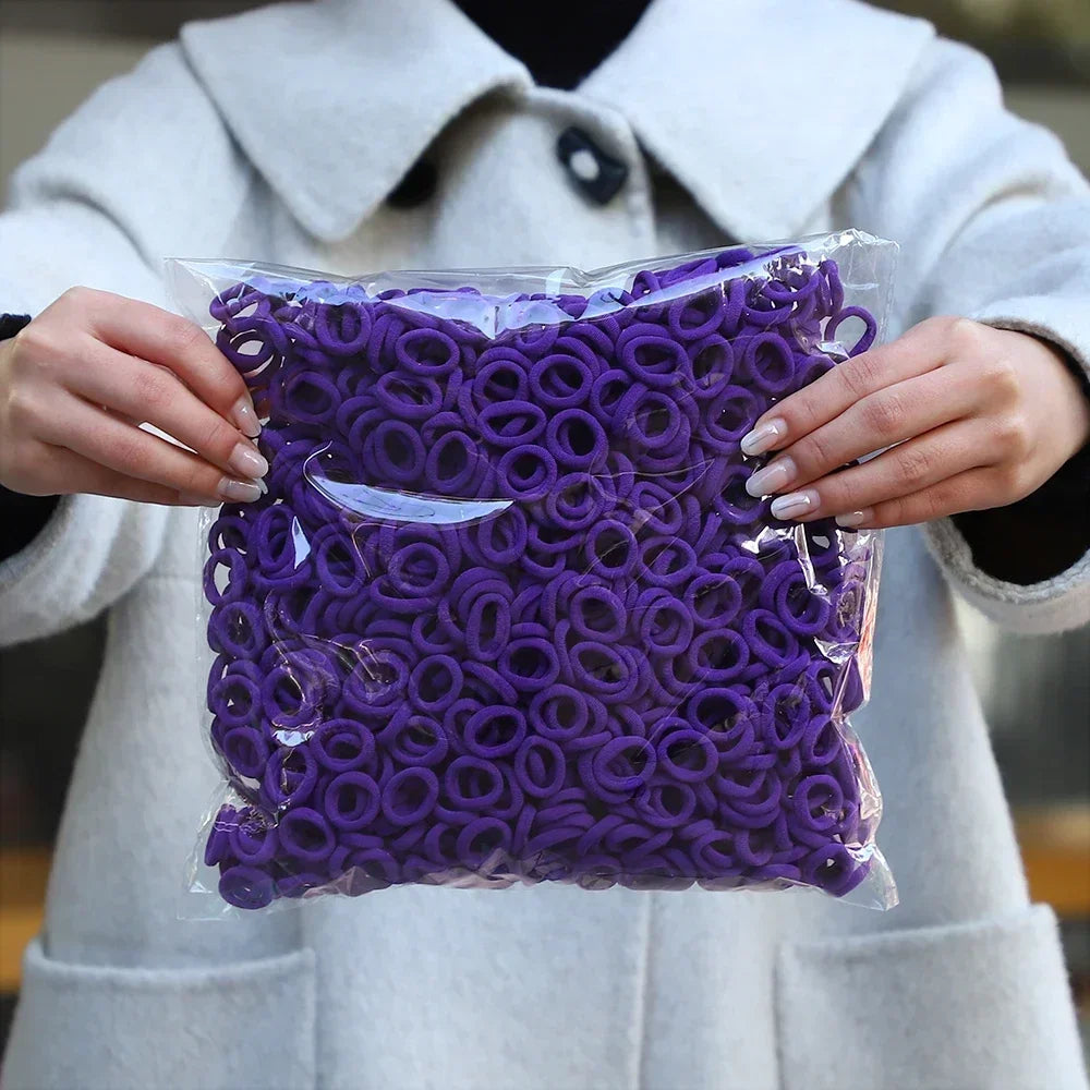 50Pcs/bag Colorful Basic Nylon Ealstic Hair Ties for Girls Ponytail Hold Scrunchie Rubber Band Kid Fashion Hair Accessories