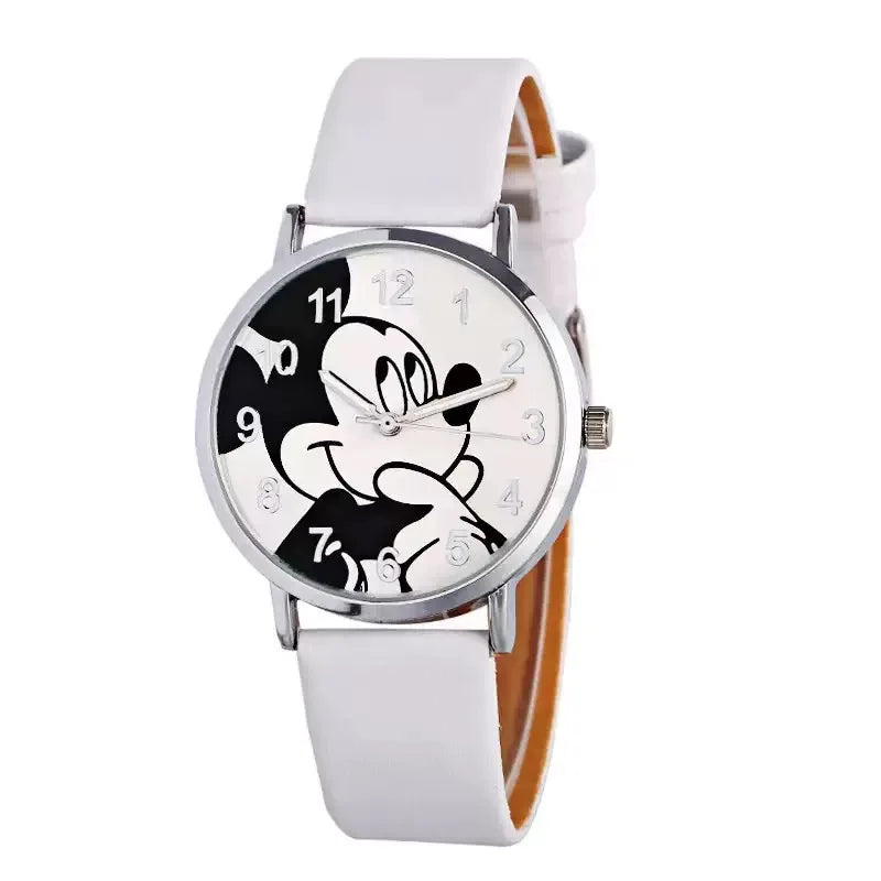Disney Mickey Women Watches For lady Leather Strap Ladies Quartz Clock Student Watch For boy girl birthday gift