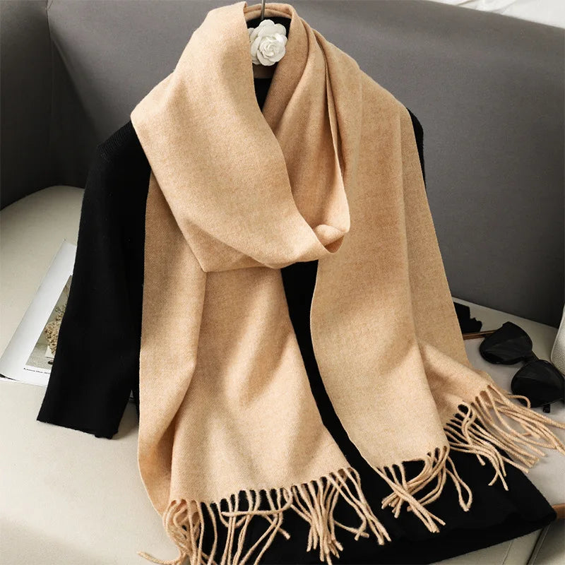 Winter Scarf Warm Thicken Cashmere Shawl Outdoor Fashion Luxury Tassels Pashmina Lady Wrap Windproof Scarves