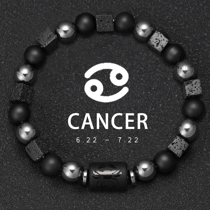 12 Zodiac Bracelets Natural Stone Cancer Virgo Leo Libra Bracelet Couples Friendship Gifts Bracelets Jewelry pulsera hombre