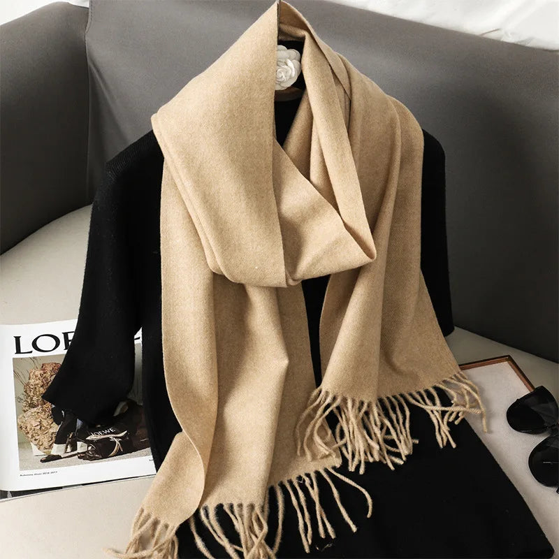 Winter Scarf Warm Thicken Cashmere Shawl Outdoor Fashion Luxury Tassels Pashmina Lady Wrap Windproof Scarves