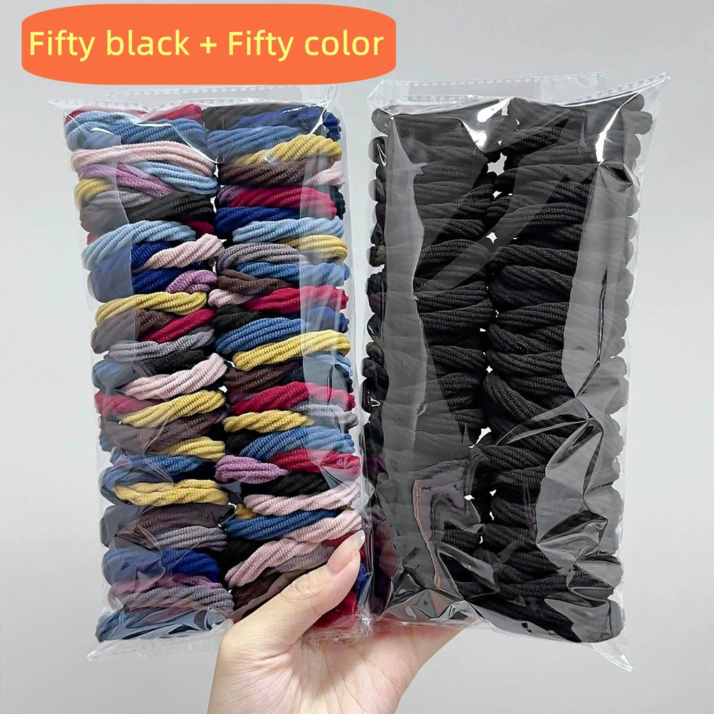 Simple mixed color hair ties for girls, hair accessories, 50pcs