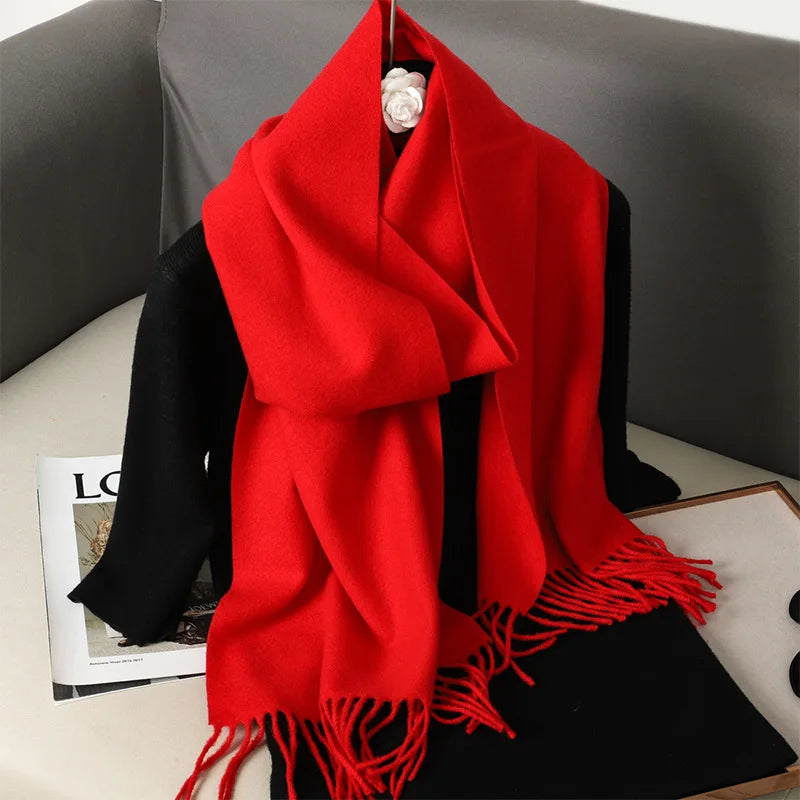 Winter Scarf Warm Thicken Cashmere Shawl Outdoor Fashion Luxury Tassels Pashmina Lady Wrap Windproof Scarves